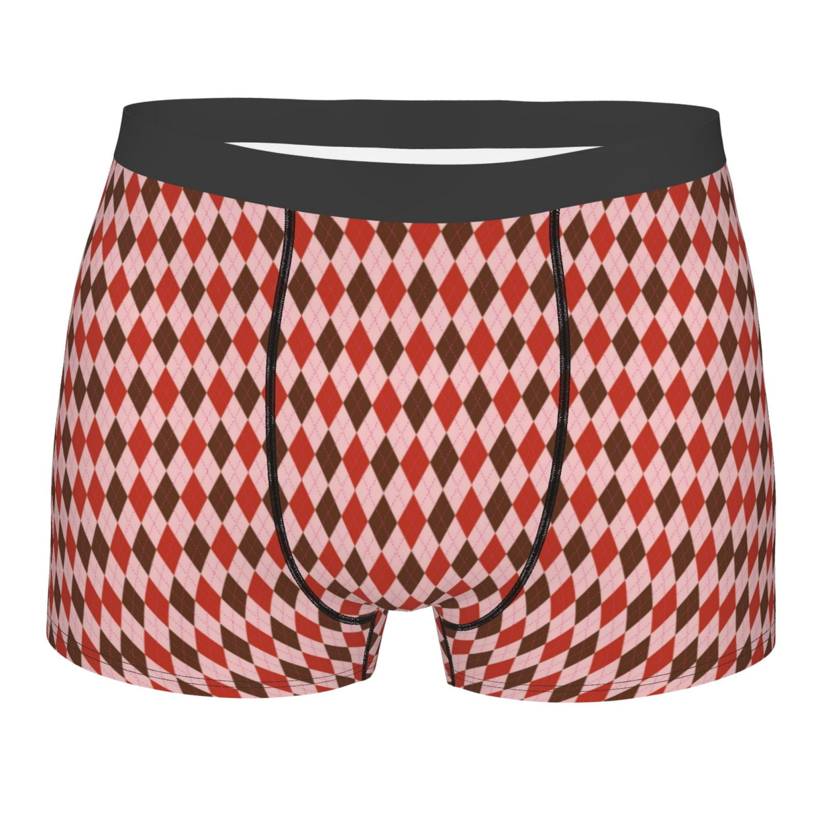 Naloa Red and Brown Squares Print Mens Underwear - Boxers for Men ...
