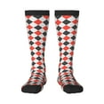 thumbnail image 1 of Naloa Red and black argyle Knee Socks, High Socks Long Stretchy Sock Women Knee High Stocking, Long Socks for Women, 1 of 6