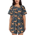 thumbnail image 1 of Naloa Reindeer Women's Short-Sleeved Pajama Set, Loungewear, Summer pajamas, Breathable Cozy - Small, 1 of 9