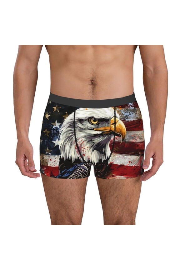 Retro American Eagle A Mens Underwear - Boxers for Men, Mens Boxer Briefs, Classic Briefs for Men-Small