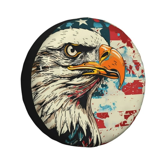 Naloa Retro American Eagle PVC Leather Spare Tire Wheel Cover Spare Tire Cover, for Car Truck SUV Camper Trailer Universal Fit(14-17in)-14 inch