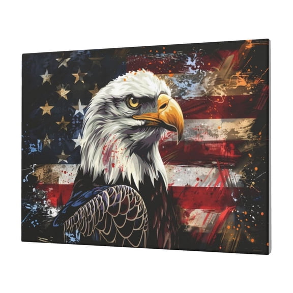 Naloa Retro American Eagle A Print Canvas Picture,Wall Pictures, Modern Decorative Poster,Art Prints for Bedroom, Toilet, 40 x 30 cm, Built-in Wooden Frame