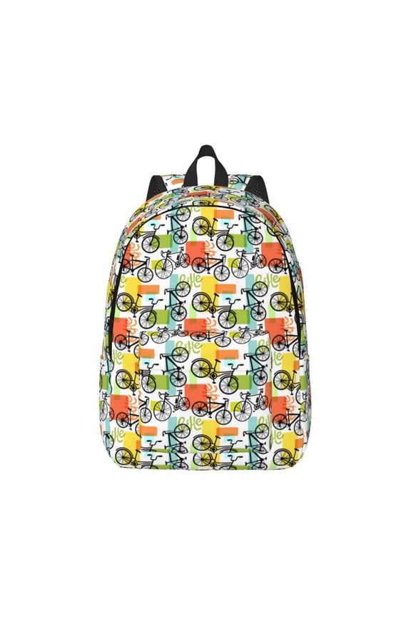 Retro Bike Canvas Backpack for Men Women Rucksack Casual Travel Daypack College Tote Satchel Bookbag for Teens-Medium