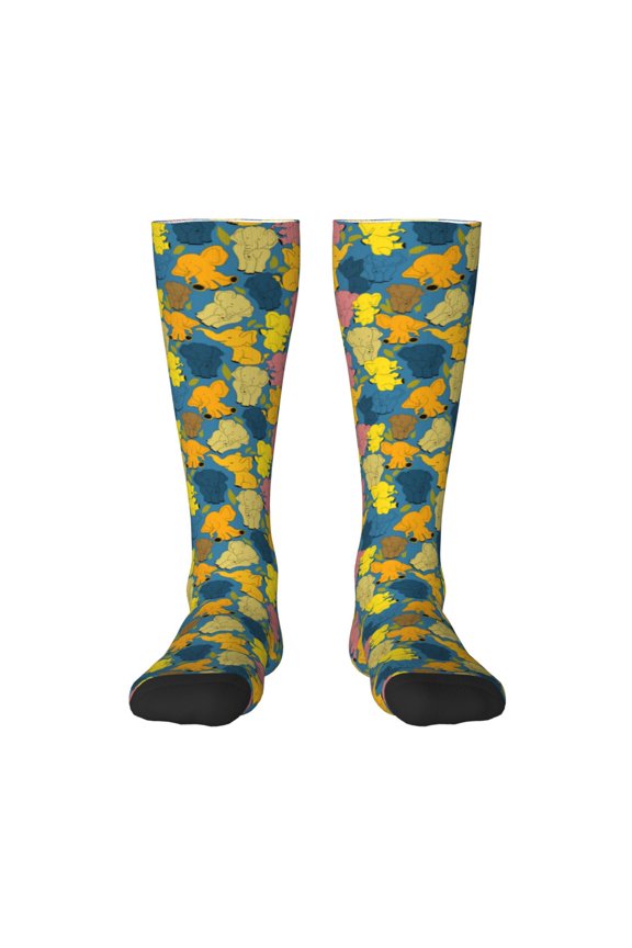 Retro Boho Elephants Knee Socks, High Socks Long Stretchy Sock Women Knee High Stocking, Long Socks for Women