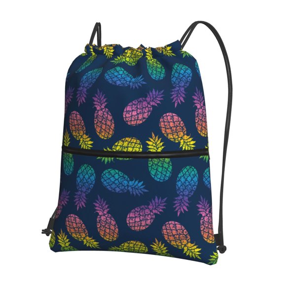 Naloa Abstract Bright Pineapple Fruit Retro Drawstring Backpack String Bag Cinch Water Resistant for Gym Shopping Sport Yoga