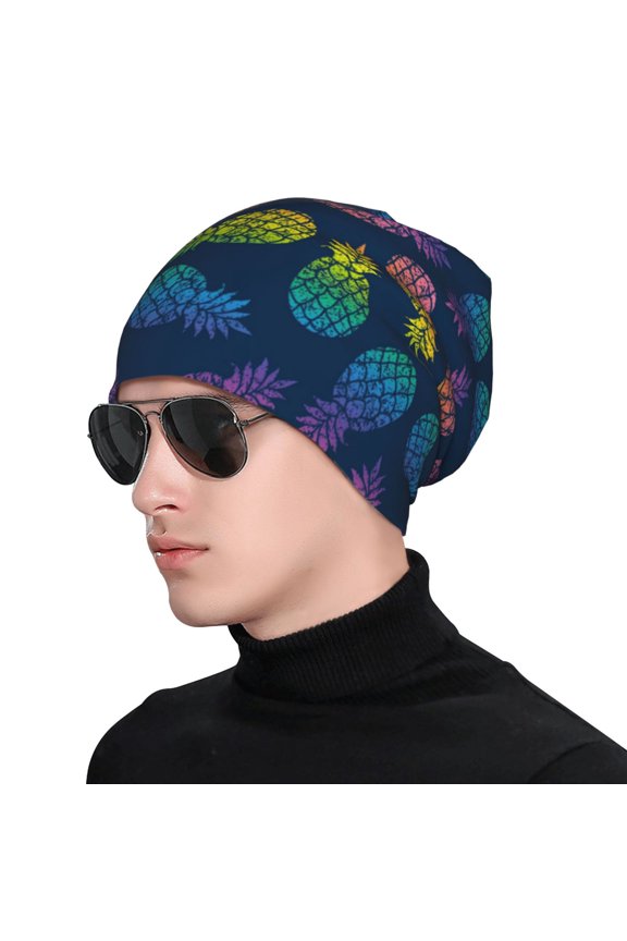Retro Bright Pineapple Soft Beanie Hat, Knit Beanie Daily Beanie in Fine Knit for Women Men Winter Travel, Outdoor
