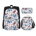 thumbnail image 1 of Naloa Retro Butterfly Print Large Capacity Backpack Lunch Bag Pencil Case Combination 3 Piece Set for Student, 1 of 8