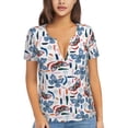 thumbnail image 1 of Naloa Retro Butterfly Print T-Shirts Short Sleeve V Neck Tees for Women Fashion Tops Trendy Lightweight Soft Casual Summer Outfits Clothes, 1 of 5