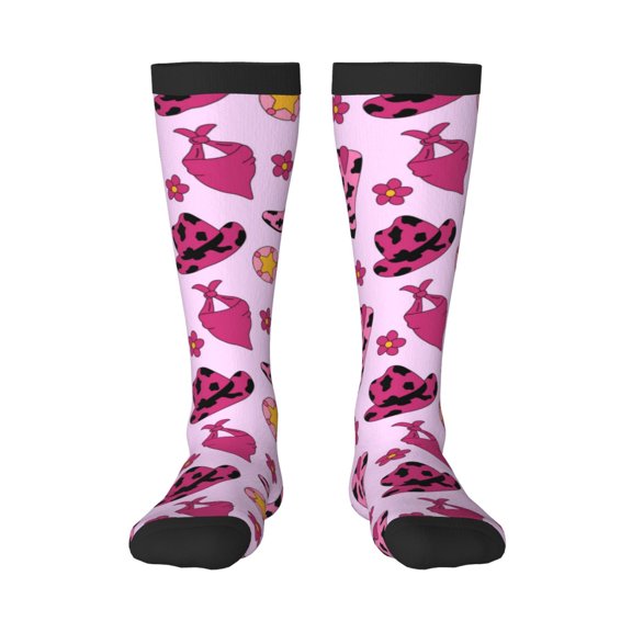 Naloa Retro Cowgirl Thigh High Socks Extra Long Stretchy Sock Women Over Knee High Opaque Stocking Daily Wear