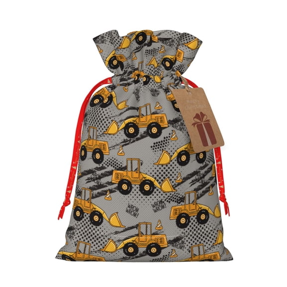 Naloa Retro Excavator Drawstring Christmas Bags, 3D Xmas Gift Bags, Christmas Wrapping Bags, Xmas Goodie Bags, Treat Pouch Bags, Party Favor Bags-
