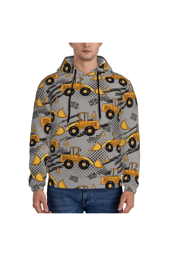 Retro Excavator Men's Casual Hooded Collar Drawstring Hoodies Pullover Sweatshirts Casual Long Sleeve Shirts-3X-Large