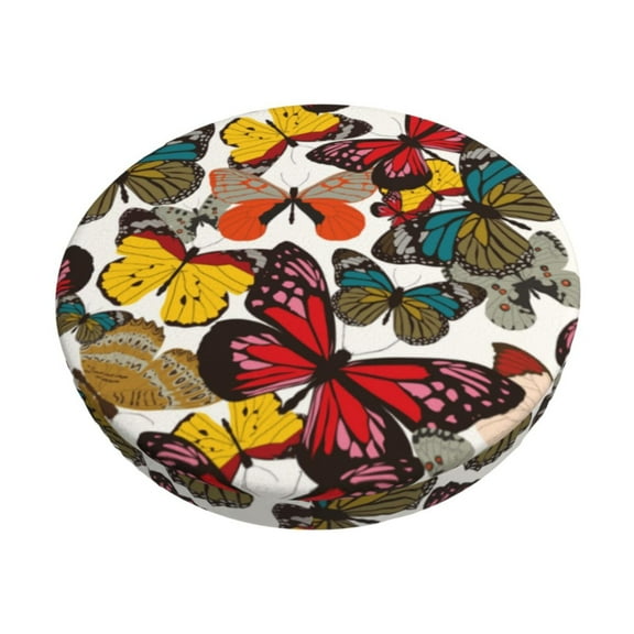 Naloa Retro Floral Butterfly Round Bar Stool Cushion Cover 12-14 inch, Fits Kitchen, Office, Restaurant Chairs - 12 inch
