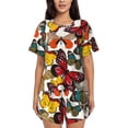 thumbnail image 1 of Naloa Retro Floral Butterfly Women's Short-Sleeved Pajama Set, Loungewear, Summer pajamas, Breathable Cozy - 4X-Large, 1 of 9