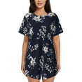 thumbnail image 1 of Naloa Retro Flower Women's Short-Sleeved Pajama Set, Loungewear, Summer pajamas, Breathable Cozy - Medium, 1 of 9