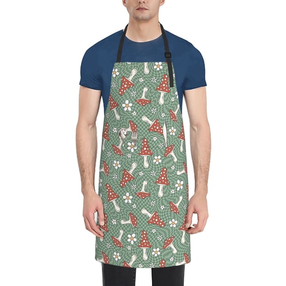 Naloa Retro Hippie Groovy Mushroom Apron Kitchen Aprons with Pockets for Women Men Chef