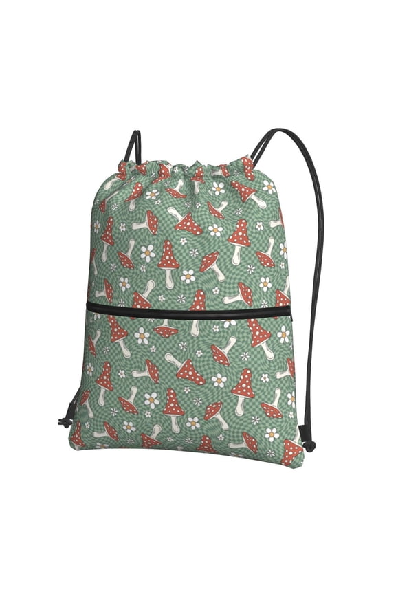 Retro Hippie Groovy Mushroom Drawstring Backpack String Bag Cinch Water Resistant for Gym Shopping Sport Yoga