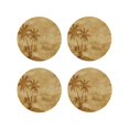 thumbnail image 1 of Naloa Retro Palm Tree Leather Coasters for Drinks, Durable Drink Coasters 4 Set for Tabletop Protection, Luxurious Home Décor and Housewarming Gift ( {designName})Round Shape, 1 of 6