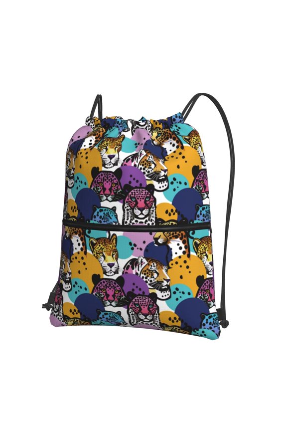 Retro Panther Drawstring Backpack String Bag Cinch Water Resistant for Gym Shopping Sport Yoga