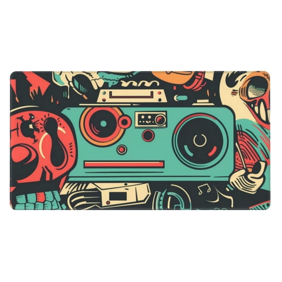 Naloa Retro Pop Art Collage Gaming Mouse Pad Large Mouse Mat Long Extended Desk Pad Non-Slip Rubber Mice Pads Stitched Edges Thin Pad (16x29.5 Inch)