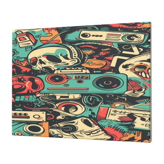 Naloa Retro Pop Art Collage Print Canvas Picture,Wall Pictures, Modern Decorative Poster,Art Prints for Bedroom, Toilet, 40 x 30 cm, Built-in Wooden Frame