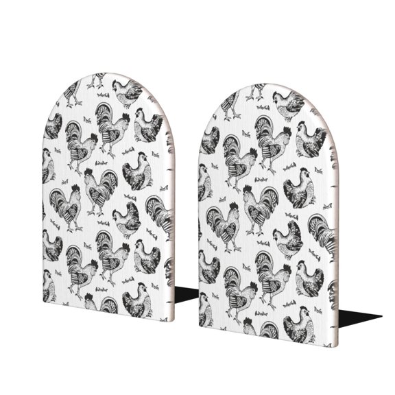 Naloa Retro Rooster 2 Pcs Bookend Large Capacity Office Book Ends for Home Office Library School Study Decoration