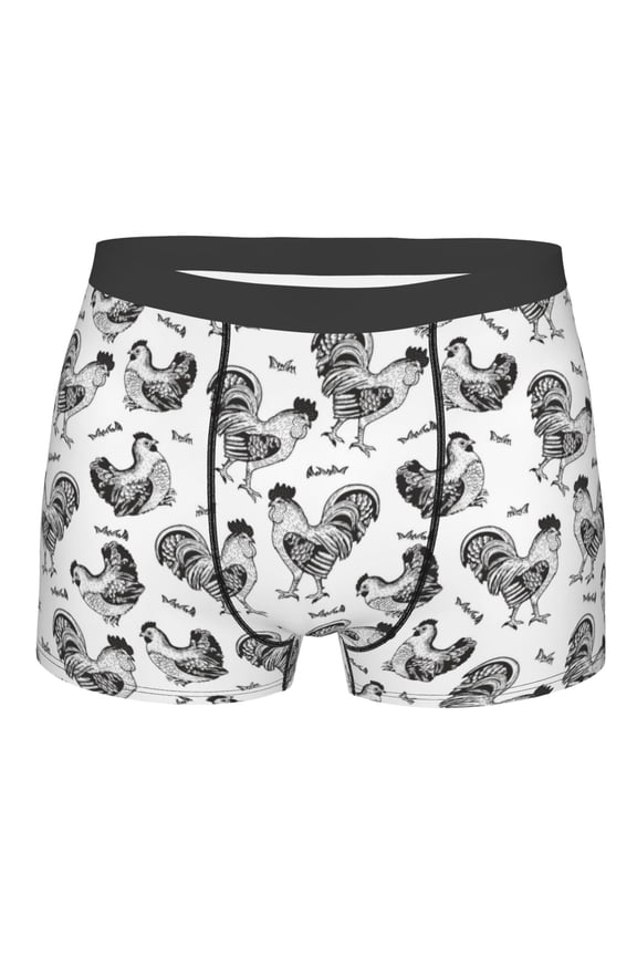Retro Rooster Print Mens Underwear - Boxers for Men, Classic Briefs for Men