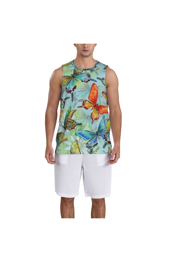 Retro Seamless Flying Butterflies Basketball Jersey Reversible Men's Mesh Athletic Sports Shirts Training Practice S-4XLLarge