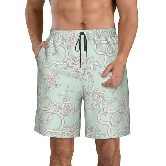 Naloa Retro Snake Men's Beach Shorts, Surfing shorts, Swim trunks, Quick Dry Swim Trunks for Surfing Beach Fun - XX-Large