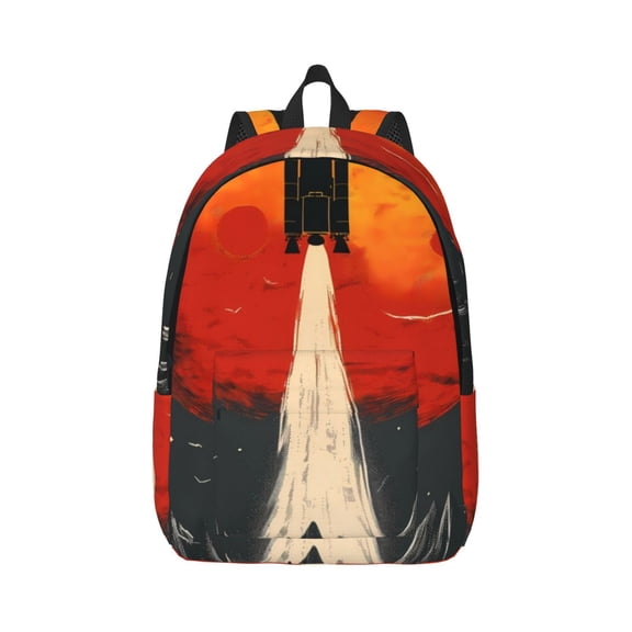 Naloa Retro Space Rocket Launch Canvas Backpack for Men Women Rucksack Casual Travel Daypack College Tote Satchel Bookbag for Teens-Small