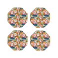 thumbnail image 1 of Naloa Retro Summer Stamp Leather Coasters for Drinks, Durable Drink Coasters 4 Set for Tabletop Protection, Luxurious Home Décor and Housewarming Gift ( {designName})Octagon, 1 of 6
