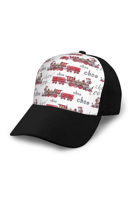 Retro Train Adult adjustable Print Baseball Hat, Patchwork curved brim baseball capfor Men and Women, One Size
