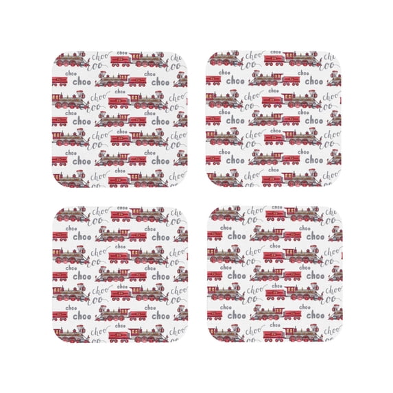 Naloa Retro Train Coasters for Set of 4 - PU Leather Coasters, Coasters for Table Cup Tea Coffee Beer, Decorative for Kitchen Homedecor (Round)