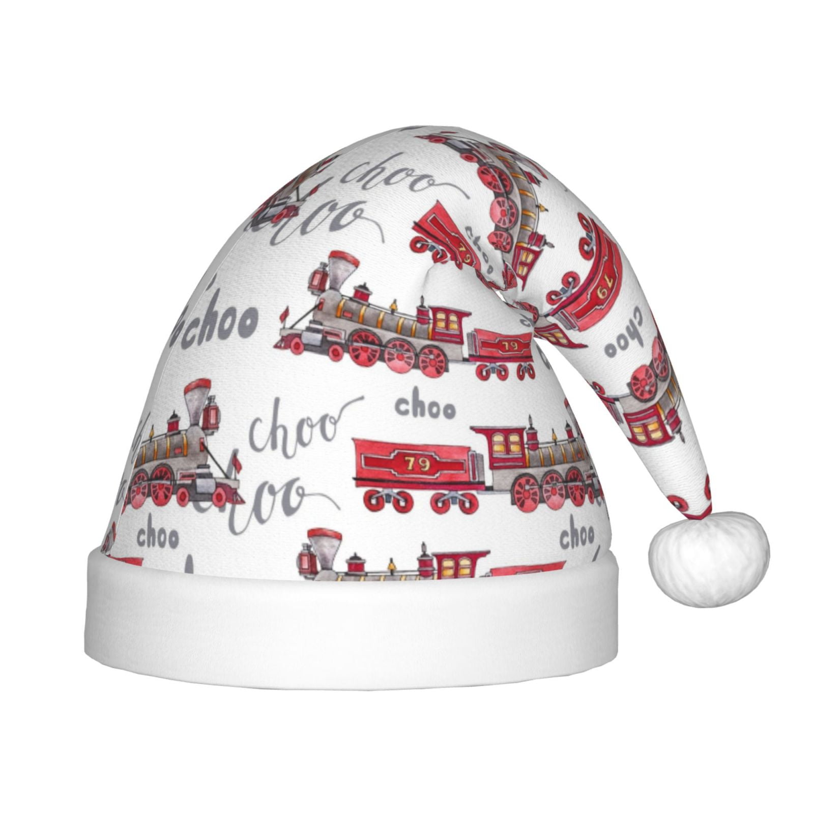 Naloa Retro Train Santa Hat for Kids Baby Christmas Hats,Girls Boys Toddler Plush Xmas Holiday Hat,Luxury Santa Claus Hat