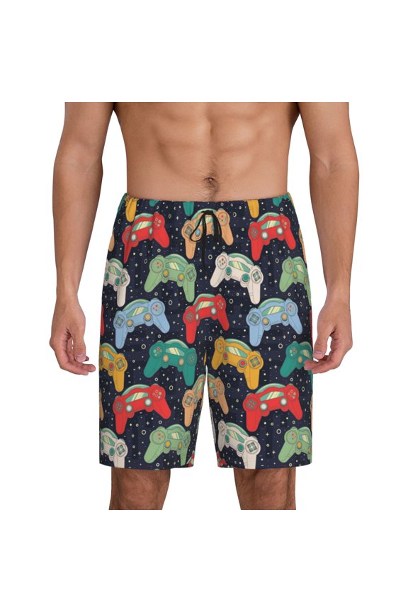 Retro Video Game Men's Short Pajama Pants, Pj Shorts, Lounge Comfort Shorts-Small