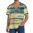 thumbnail image 1 of Naloa Retro Wooden Men's Loose Fit Cuban Collar Short-Sleeve Shirt, Hawaiian Shirts, Mens Shirts Casual for Everyday Wear Outings-Small, 1 of 5