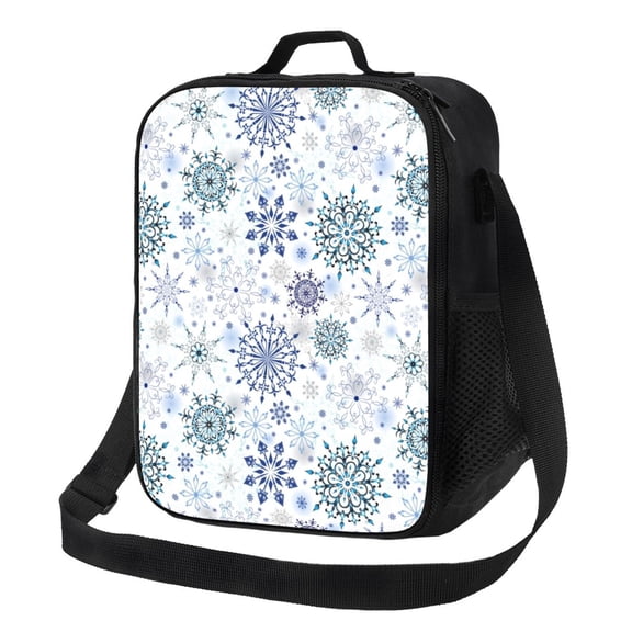 Naloa Retro ice blue snowflakes Lunch box Lunch bag for men women Large capacity Lunchbox Insulated Lunch bag Lunch box cooler