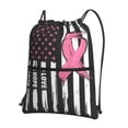 thumbnail image 1 of Naloa Ribbon Breast Cancer Awareness Drawstring Backpack String Bag Cinch Water Resistant for Gym Shopping Sport Yoga, 1 of 6