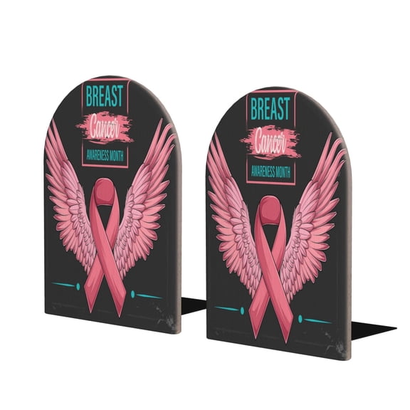 Naloa Ribbon With Angel Wings 2 Pcs Bookend Large Capacity Office Book Ends for Home Office Library School Study Decoration