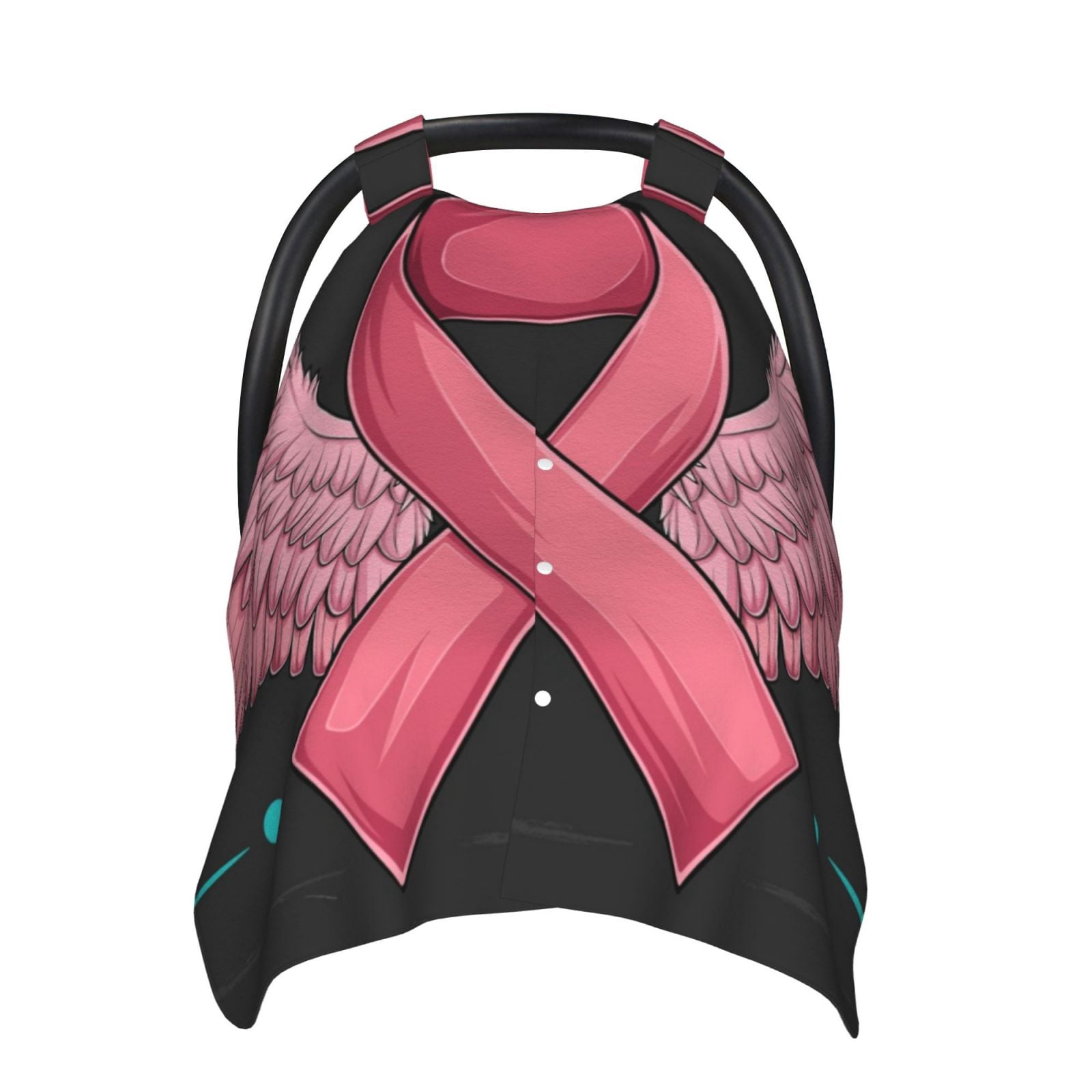 Naloa Ribbon With Angel Wings Baby Car Seat Cover, Breathable Baby Carrier Cover, Multiuse Baby Carrier Cover & Nursing Breastfeeding Cover