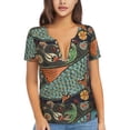 thumbnail image 1 of Naloa Rich Fish Print T-Shirts Short Sleeve V Neck Tees for Women Fashion Tops Trendy Lightweight Soft Casual Summer Outfits Clothes, 1 of 5