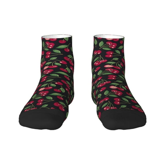 Naloa Ripe Red Cherry Ankle Socks for Women Non Slip Socks No Show Socks Classic Low Cut Casual Socks Casual Socks