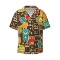 thumbnail image 1 of Naloa Robot and Monsters Men's Loose Fit Cuban Collar Short-Sleeve Shirt with Button-down and Chest Pocket for Everyday Wear Outings - 3X-Large, 1 of 7