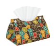thumbnail image 1 of Naloa Robot and Monsters Print Leather Tissue Box Cover Rectangle | Long Tissue Box Cover | Tissue Box Holder | Tissue Holder for Bathroom, 1 of 9