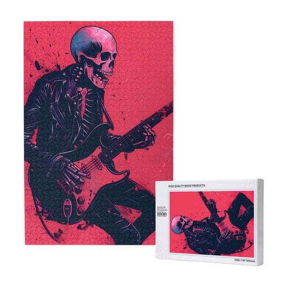 Naloa Rock Skull Guitarist Custom Puzzles Personalized Puzzle 1000 Pieces from Photo Custom Jigsaw Puzzle for Wedding, Graduation, (29.519.7in, Vertical)