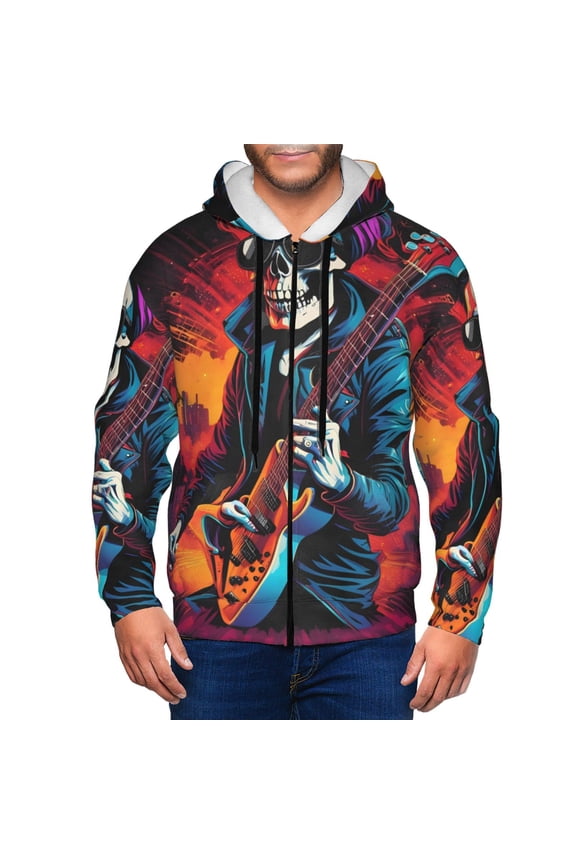 Rock Skull Singer Men’s Hoodies, Zip up Hoodie, Sweatshirts,Hoodies for Men Sizes S-3XL-3X-Large