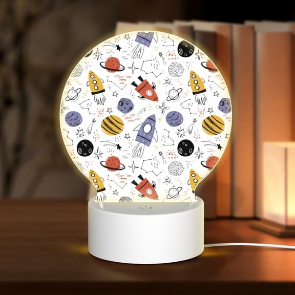 Naloa Rocket Planets Acrylic LED Night Light Custom LED Lights Personalized Nightlight Customized Gifts for Family Couples Friends