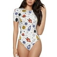 thumbnail image 1 of Naloa Rocket Planets Women's Short-Sleeved Onesie, One-Piece Swimsuit for Parties, dates, clubs - Medium, 1 of 9