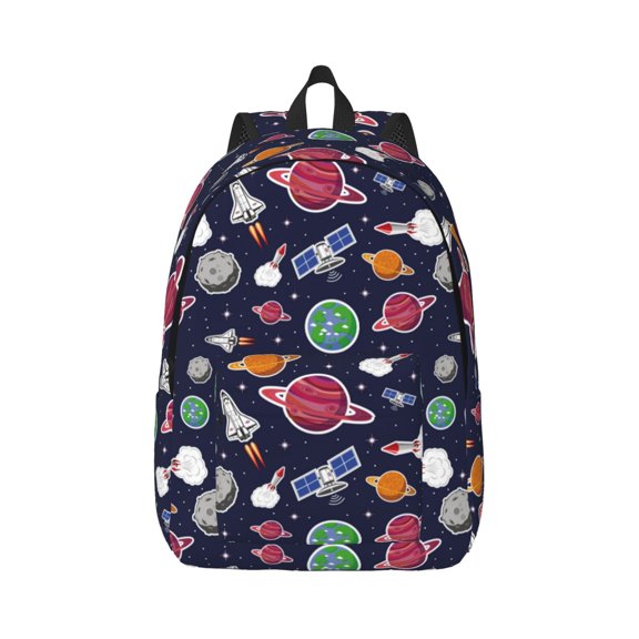 Naloa Rocket Satellite Canvas Backpack for Men Women Rucksack Casual Travel Daypack College Tote Satchel Bookbag for Teens-Medium