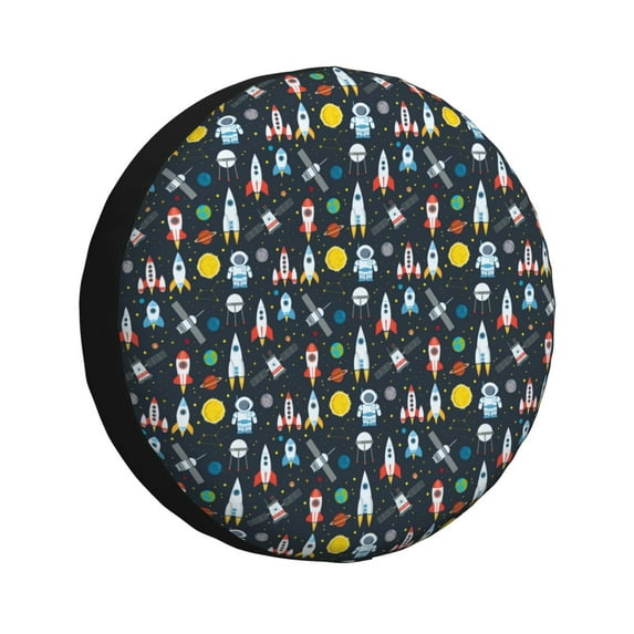 Naloa Rocket Space PVC Leather Spare Tire Wheel Cover for Car Truck SUV Camper Trailer Universal Fit many size16 inch