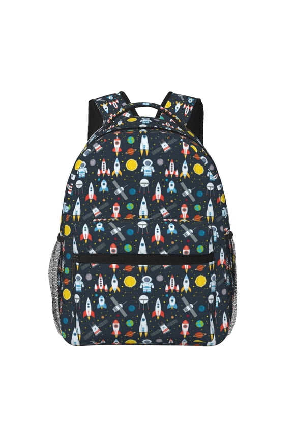 Rocket Space Print Solid Color Tie Formal Necktie for MenSuitable for business, daily life, work